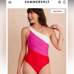 Summersalt Lava Hibiscus and white sand sidestroke, size 16.